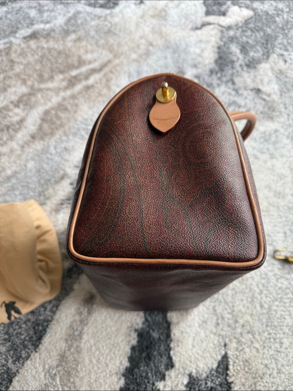 Etro Dark Brown Leather Satchel with Tan Handles - Picture 11 of 16